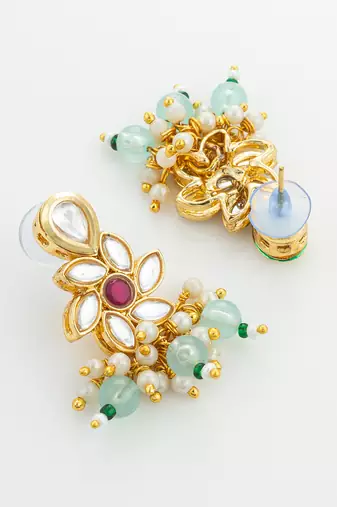 gold plated pearl kundan necklace set