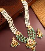gold plated pearl kundan necklace set