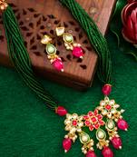 green beaded kundan necklace set
