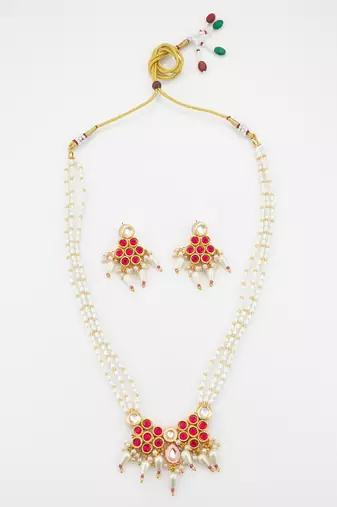 gold plated kundan necklace set