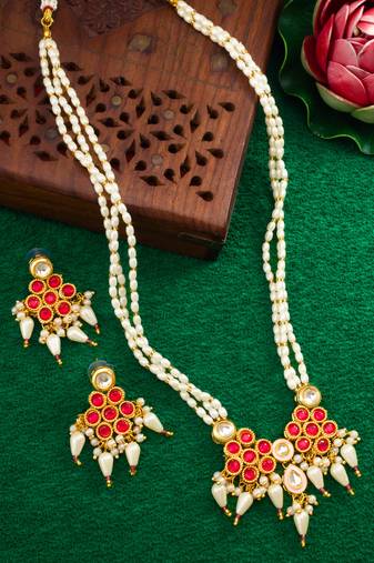 gold plated kundan necklace set