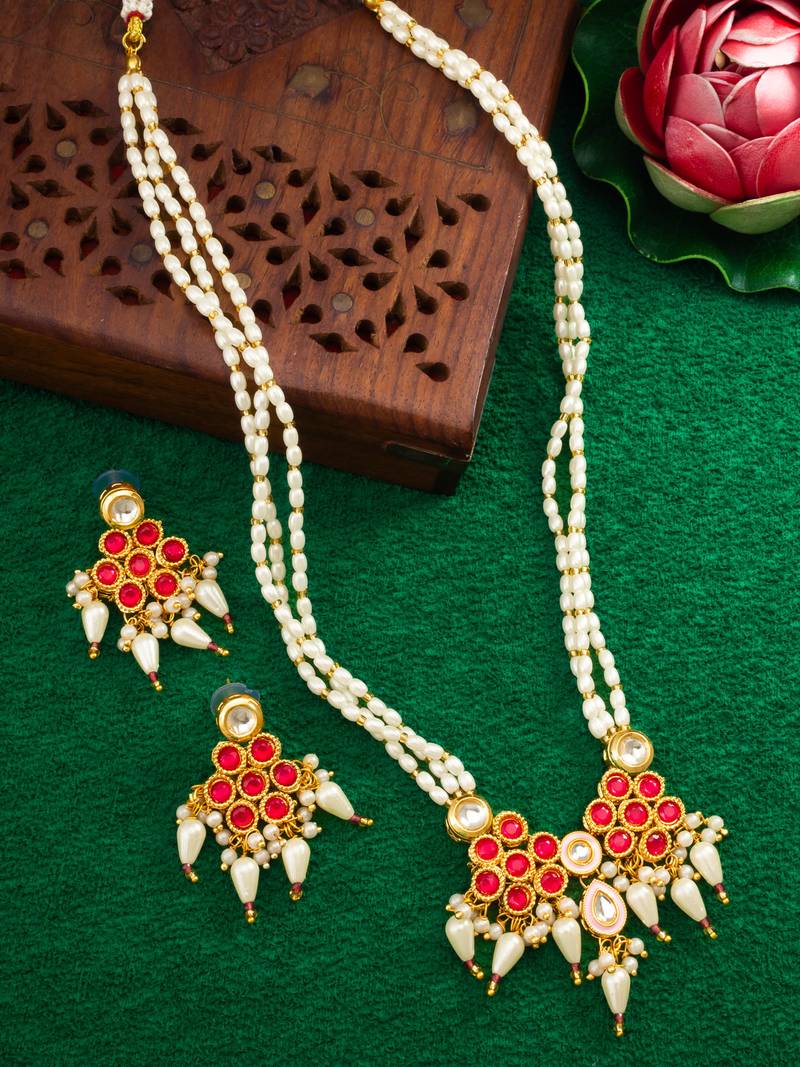 gold plated kundan necklace set