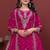 Rani pink fandy silk  party wear embroidery  sharara suit set