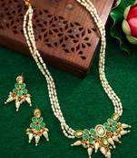 gold plated green kundan necklace set