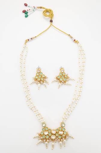 mint green kundan necklace set