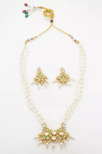 mint green kundan necklace set