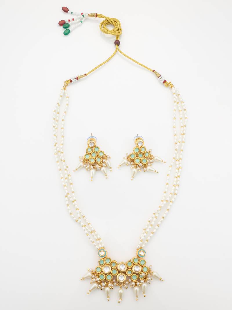 mint green kundan necklace set