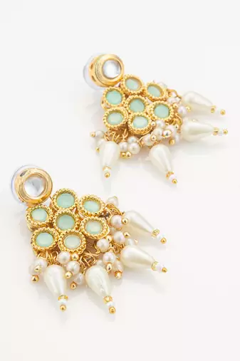 mint green kundan necklace set