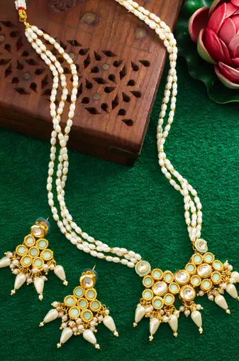 mint green kundan necklace set