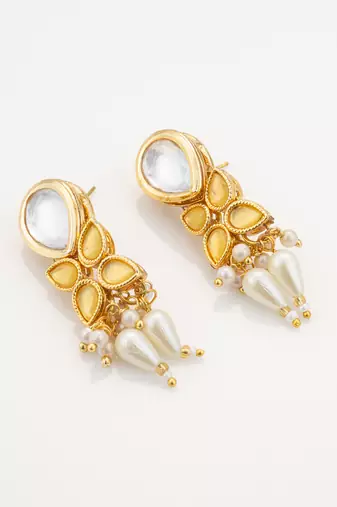 gold plated pearl layered necklace set