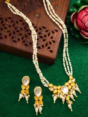 gold plated pearl layered necklace set 5