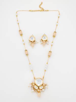peach kundan necklace set 1
