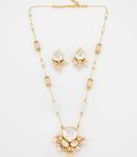 peach kundan necklace set