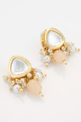 peach kundan necklace set