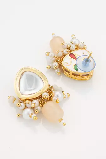 peach kundan necklace set