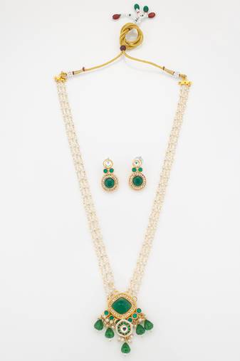 green white traditional necklace set