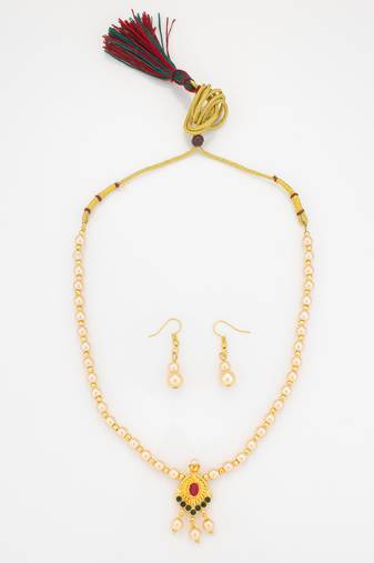 gold plated pearl necklace set