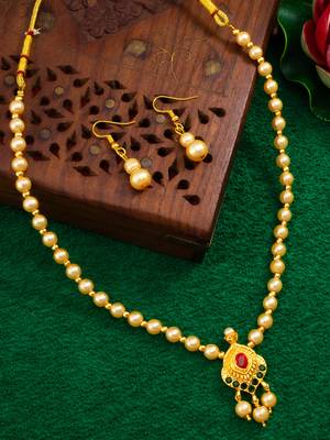 gold plated pearl necklace set 5
