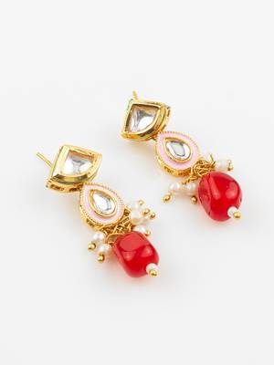 gold plated red white necklace set 2