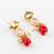 gold plated red white necklace set