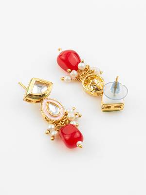 gold plated red white necklace set 3