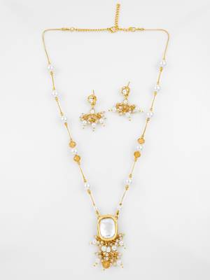 gold plated pearl kundan set 1