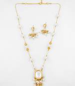gold plated pearl kundan set