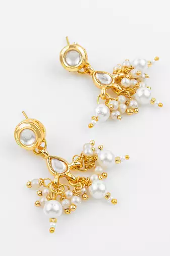 gold plated pearl kundan set