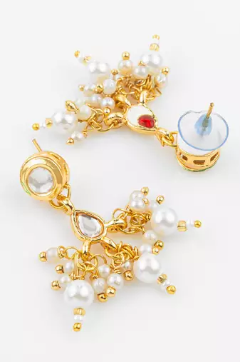 gold plated pearl kundan set