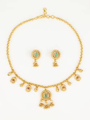 gold plated teardrop necklace set 2