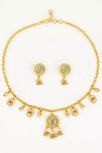 gold plated teardrop necklace set