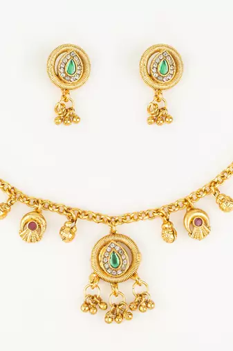 gold plated teardrop necklace set