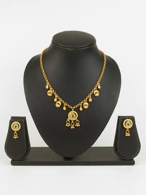 gold plated teardrop necklace set 1