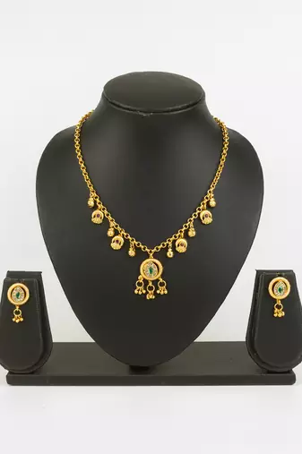 gold plated teardrop necklace set