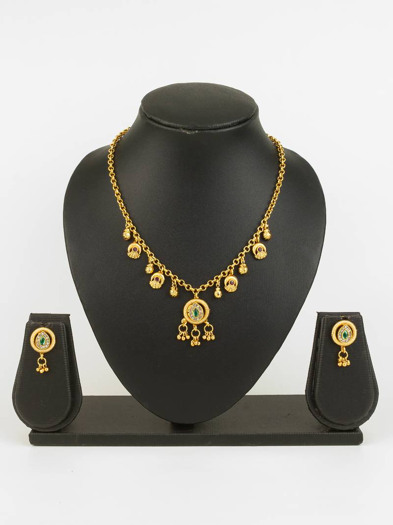 gold plated teardrop necklace set