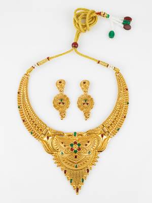 gold plated temple necklace set 1