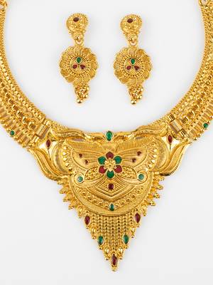 gold plated temple necklace set 4