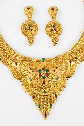gold plated temple necklace set