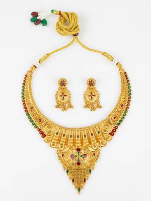 gold plated temple necklace set 2