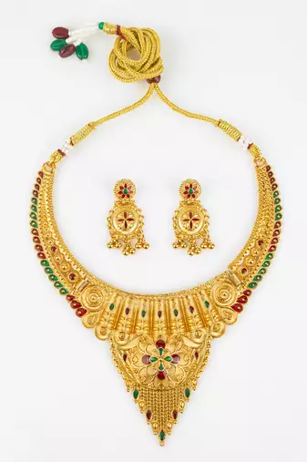 gold plated temple necklace set