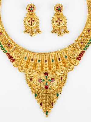 gold plated temple necklace set 5