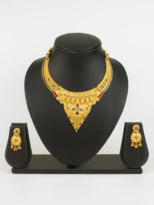 gold plated temple necklace set 1