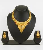 gold plated temple necklace set