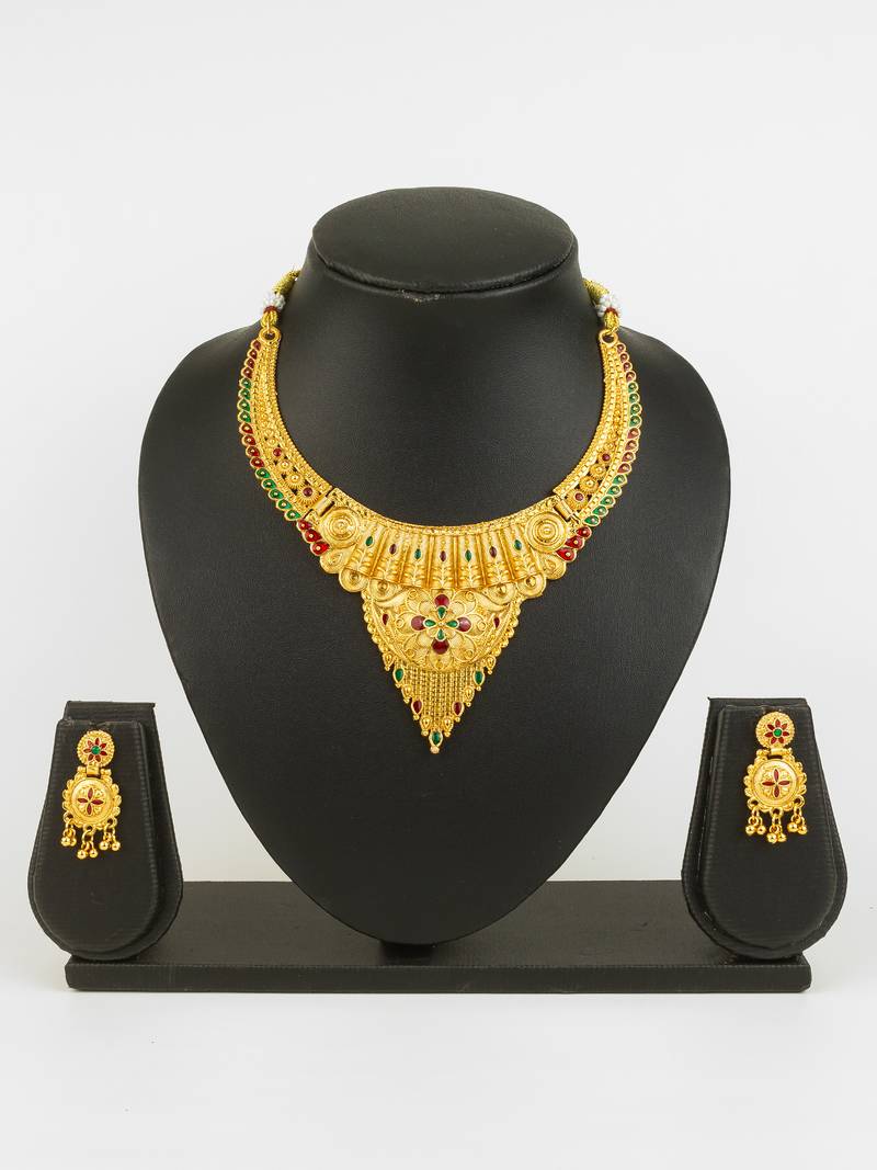 gold plated temple necklace set