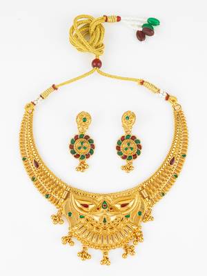 gold plated temple necklace set 2