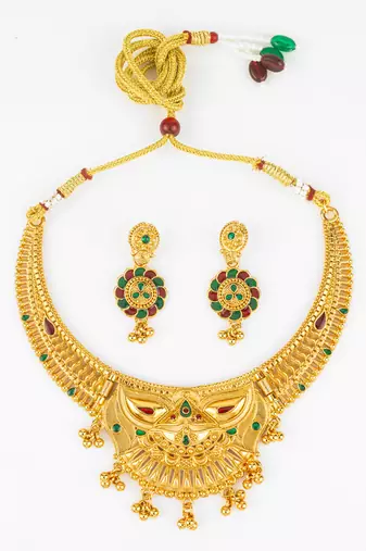 gold plated temple necklace set