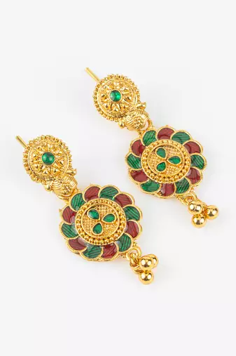 gold plated temple necklace set