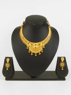 gold plated temple necklace set 1