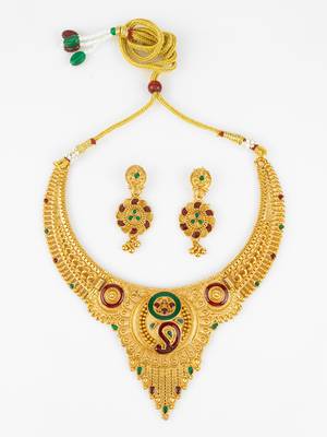 gold plated temple necklace set 2