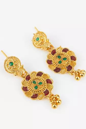 gold plated temple necklace set